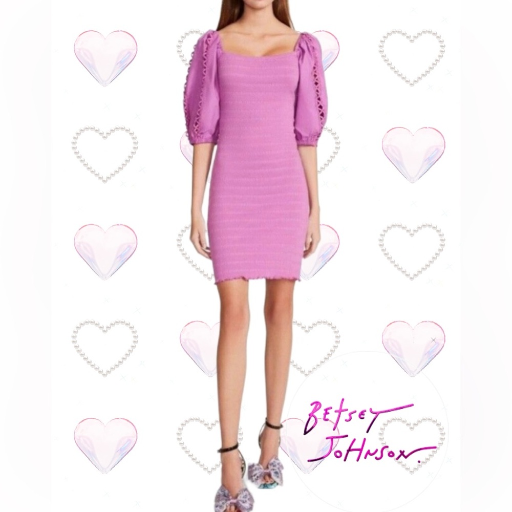 💗Betsey Johnson Radiant Orchid Smock Knit Women Dresses Size Large NWOT
